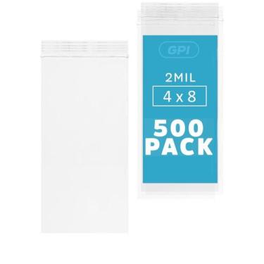 Imagem de Sacos com zíper GPI 4 x 8 cm, 500 unidades, 2 mil, plástico transparen