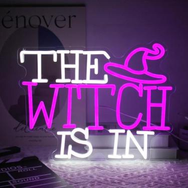 Imagem de Chapéu de bruxa LED Neon Sign Kullneon roxo 40x31 cm