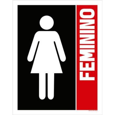 Imagem de Kit 10 Placas Sinalização - Feminino Banheiro Vermelho 36X46