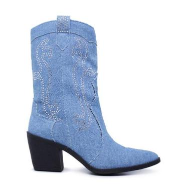 Imagem de Bota Texana Feminina Estilo Blogueira Lançamento 2023 - LK SHOES, Jean
