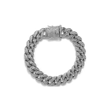 Imagem de DKJEkdje Coleira de corrente de gato, 1 colar de diamante com elos cubanos para caminhada com fivela segura, colar de strass para animais de estimação, corrente de metal, acessórios para gatos, cães