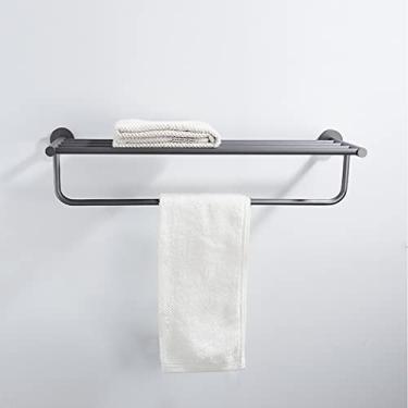 Imagem de Kit de acessórios de banho, kit de acessórios de banheiro, barra de toalha de cobre completa, suporte de papel higiênico, ganchos de roupão, acessórios de banheiro montados na parede (cor: Toalheiro