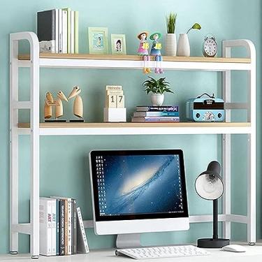 Imagem de Estante de mesa de mesa de metal de 2 camadas para mesa de computador - estante de bancada multiuso, prateleira organizadora de estante de mesa ajustável, prateleira de exibição de armazenamento