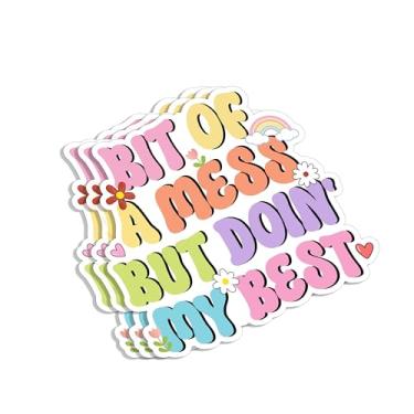Imagem de Adesivo (3 peças) Bit of A Mess But Doing My Best, frases sarcásticas, frases inspiradoras, citações positivas, decalques de vinil para Tumbler, laptop, Kindle, telefone, garrafas de água, livros, 7,5