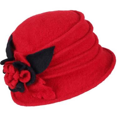 Imagem de Chapéu de inverno FORBUSITE Vintage Feminino Floral Lã Cloche