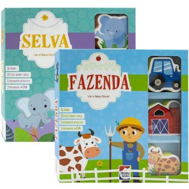 Imagem de Livro Infantil Animais da Fazenda e Selva Kit Brincar é Divertido Com 