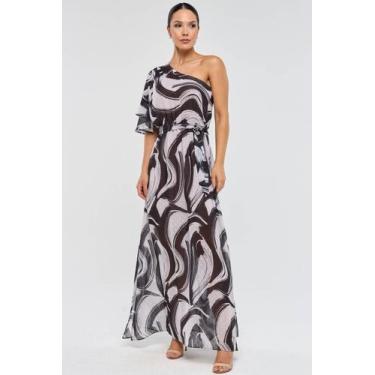 Imagem de Vestido Longo PKS Um Ombro Só Estampa Wave, G