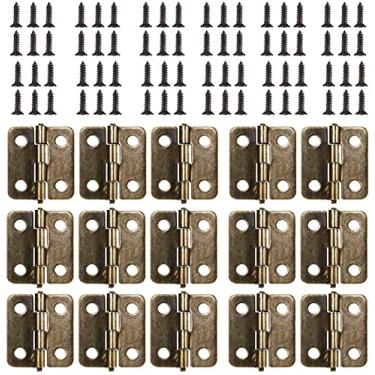 Imagem de 50 pacotes de dobradiça de ferro pequena caixa de madeira caixa de presente caixa de joias plana aberta mini dobradiça dobradiça verde bronze dobradiça