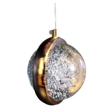 Imagem de  Luminária Pendente Saturno Cristal Redondo Bolhas Gold Globo - AAATOP