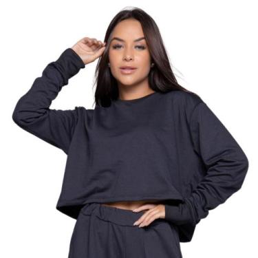 Imagem de Cropped Manga Longa Bella Fiore Blusa Moletinho Roupa Inverno Blogueir