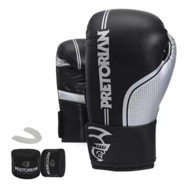 Imagem de Kit Pretorian First FX Boxe Muay Thai Luva Bandagem Protetor, Preto, P