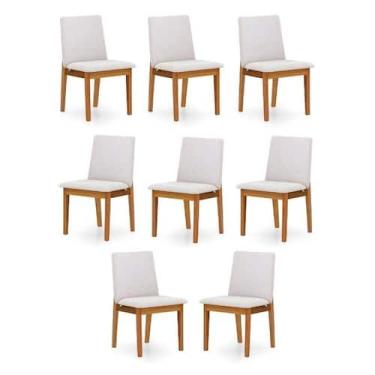 Imagem de Kit 8 Cadeiras para Sala de Jantar Estofada Madeira Maciça Cecília - H