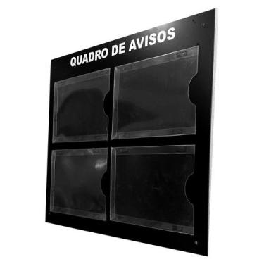 Imagem de Quadro Aviso E Gestão Á Vista 4 Displays A4 Horizontal ACM Preto Paine