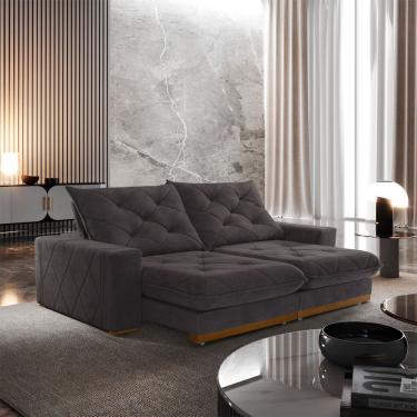 Imagem de Sofá Retrátil Muzambinho 2,30m 4 Lugares Molas Ensacadas Txr Marrom