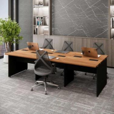 Imagem de Mesa de Trabalho Escritório para 6 pessoas 2,70m Nogal F5 - F5 Office 