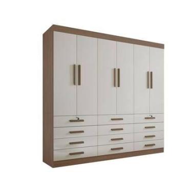 Imagem de Guarda Roupa Mônaco Plus Castanho Linho 6 Portas 12 Gavetas DDoro D Do