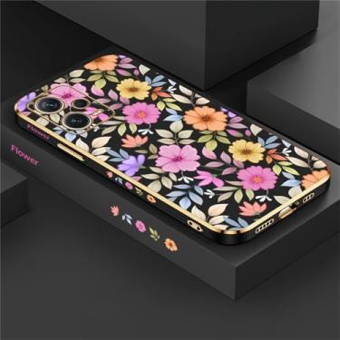 Imagem de Capa de celular com estampa de flores para Xiaomi Redmi Note 12 11 10 9S 8 7 9T 4 Pro MAX, capa de silicone revestida à prova de choque, preta, 172, para Redmi Note 10S