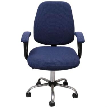 Imagem de Melaluxe Capa para cadeira de escritório com capas de apoio de braço, capa de cadeira de mesa elástica universal, capas para cadeira de computador - azul-marinho