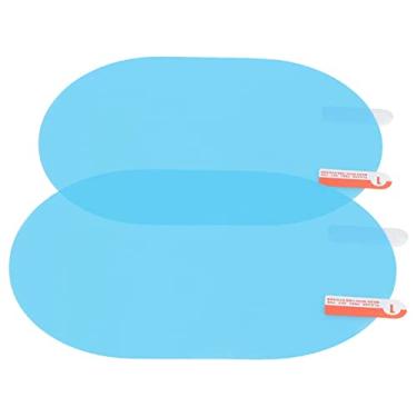 Imagem de Eacam Filme de Chuva para Espelho Retrovisor Antiembaçante, Adesivo à Prova de Chuva de Espelho Azul Oval, 2 Peças, Design Universal, 100x145mm, Revestimento de Nanômetro PET, 99% de