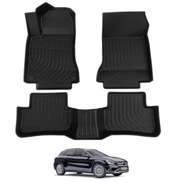 Imagem de Tapetes de borracha TPE para todos os climas, compatíveis com Mercedes-Benz GLA200 GLA250 2015, 2016, 2017, 2018, 2019 e 2020, conjunto completo de forros de carpete para carro (preto)