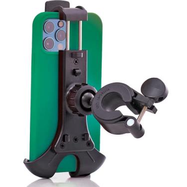 Imagem de Novo suporte de telefone para bicicleta e motocicleta 2022 - o suporte de telefone para bicicleta com uma mão mais seguro para iPhone, Samsung ou qualquer smartphone. Resistente ao estresse e altamente ajustável +100 para segurança e conforto