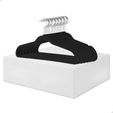 Imagem de Kit Cabides Veludo Para Roupas Adulto 50 Unidades(Preto)