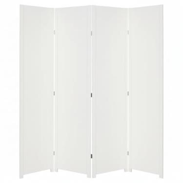 Imagem de Biombo Liso Sanfonado Com Dobradiça Fechado Pintado Divisor De Ambiente Preto ou Branco Jt Home (BRANCO, 4 FOLHAS DE BIOMBO)