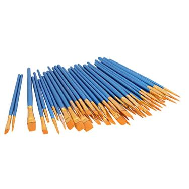 Imagem de 50Pcs Canetas de Pincel Aquarela, Conjunto de Pincéis de Madeira Cerdas de Nylon Modelos Múltiplos Pincéis de Arte de Adsorção Forte Conjunto de Pincéis de Arte para Acrílico, Óleo, Aquarela e Guache