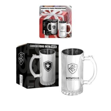 Imagem de Caneca Vidro Reforçado Metalic 480M Cerveja Botafogo Oficial - Brasfoo