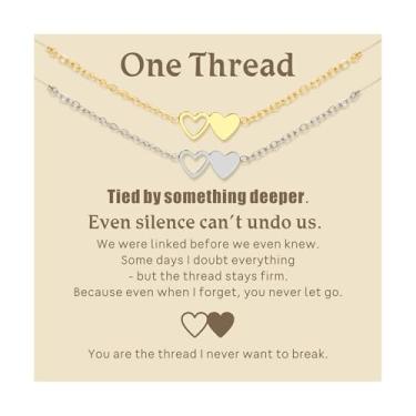 Imagem de SHAMTEM BFF Colar de coração da amizade para colar combinando com laço de coração banhado a ouro 2,18 K, delicado e minúsculo coração, joias para casais de irmãs, Large, Metal, Sem Pedra Preciosa