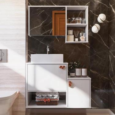Imagem de Gabinete de Banheiro Lotus Movelove 3 Portas com Espelheira, Branco