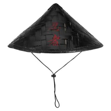 Imagem de LIFKOME Chapéu Samurai Chinês Preto Cone Palha Arroz Chapéu Cavaleiro Fantasia para Cosplay Acessório de Festa
