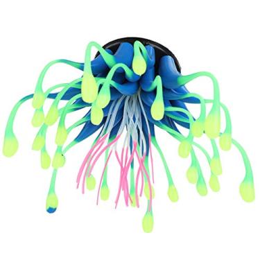 Imagem de Yctze Planta de água de Simulação de Silicone Artificial para Decoração de Tanque de Peixes de Aquário-ornamento Colorido Ecológico (Azul)