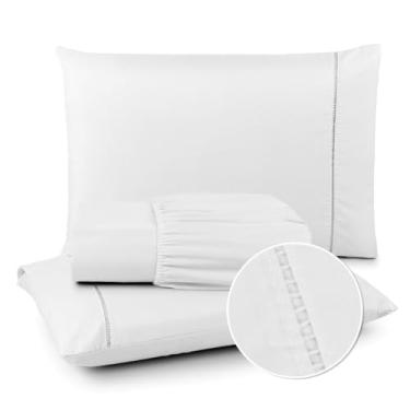 Imagem de Jogo de Lençol 03 Peças 400 Fios Cama Casal Queen King Solteiro Micropercal Ponto Palito(Queen,branco)