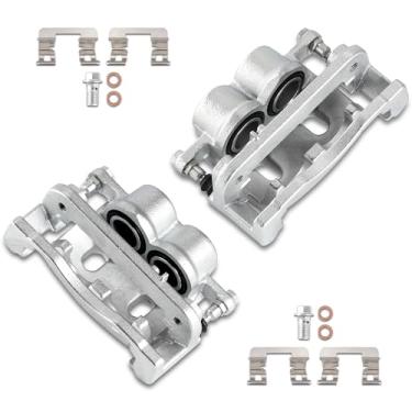 Imagem de UNITHUB Kit de pinça de freio dianteiro direito + conjunto esquerdo com suporte 18B4918 18B4919 compatível com Chevy Silverado Suburban Avalanche Tahoe Escalade Yukon 2005-2008 (conjunto de 2)
