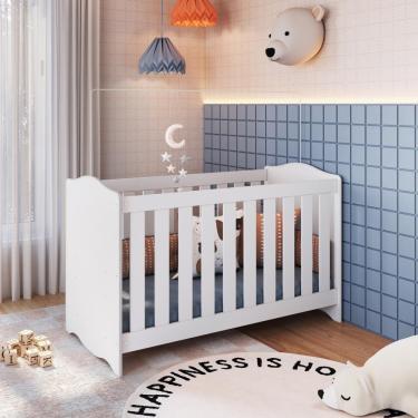 Imagem de Berço Infantil Cama 3 Em 1 Multifuncional Com Regulagem De Altura E Grade Em Mdf Quarto De Bebê Branco