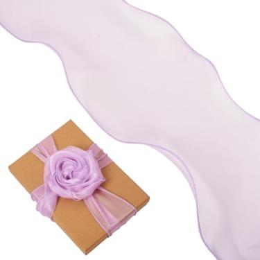 Imagem de Bestewelry Fita de cauda de peixe com glitter de 13,12 metros fitas largas de poliéster brilhantes fitas transparentes para buquê de flores, embalagem de presente de dia dos namorados, decoração de