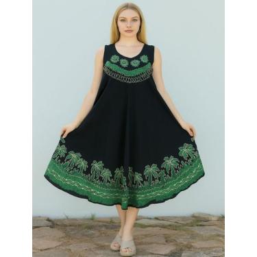 Imagem de Vestido Curto Indiana Trapezio Bordada Batik Plus Size - DEEYAA INDIAN
