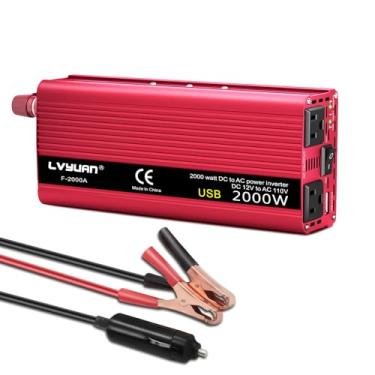 Imagem de IpowerBingo Inversor de Potência 1000W 12V Dc para 110V Ac Adaptador de Tomada de Carro Conversor de Saída com Saída Ca Dupla 2.4A Usb Inversor de Isqueiro de Carro de 12 Volts para Caminhão Rv