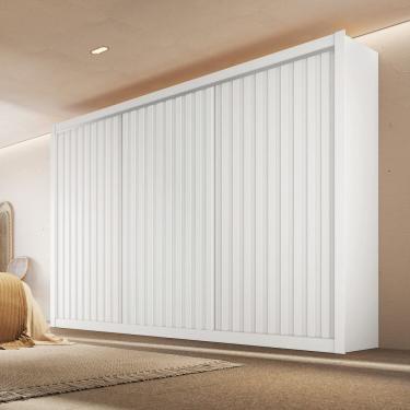 Imagem de Guarda-roupa Casal Ripado 3 Portas e 6 Gavetas 100% Mdf York 3r Branco Acetinado