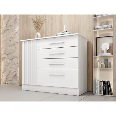 Imagem de Cômoda Guarani Ripada 4 Gavetas E 1 Porta Tcil Cor:neve