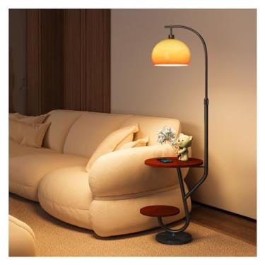 Imagem de Luminária de chão Combinação de abajur mesa e chão com porta carregamento estação sem fio Candeeiro pé moderno para sala estar(Preto)