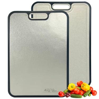 Imagem de NextG Ideaz Tábua de corte dupla face de titânio puro e palha de trigo PP - tábua higiênica de grau alimentício para carne e legumes (titânio (cristal de gelo))