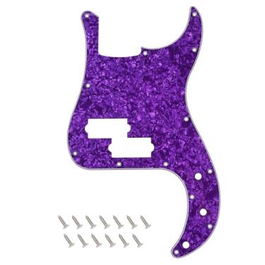 Imagem de Banworks Precision Bass Pickguard 4 Ply 13-Hole P Bass PB Scratch Plate para USA/Mexican Modern Style Fender Precision Bass JT/HB-10 Roxo Pérola