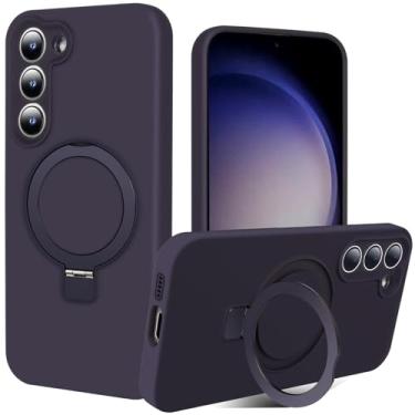 Imagem de Jockvo Capa de telefone com suporte magnético invisível para Samsung Galaxy S23 de 6,1 polegadas, silicone compatível com proteção total de câmera de grau militar Magsafe, capas de telefone para