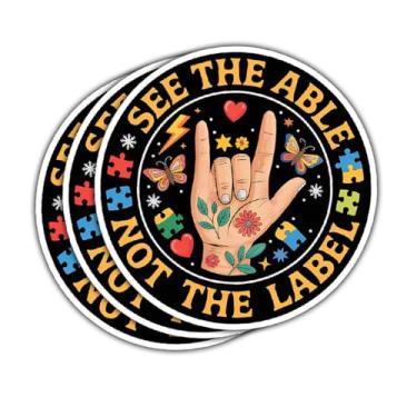 Imagem de Adesivo See The Able Not The Label 3 peças, decalque de vinil de conscientização do autismo, adesivo de citação inspiradora para laptops, garrafas de água, carros, presentes para professores, pais