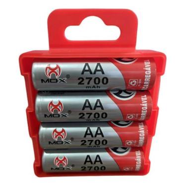 Imagem de Pilha Recarregável Mox Aa 2700 mAh 1.2v Pequena Com 4 unidades Origina