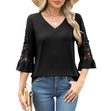 Imagem de Blusa feminina de manga 3/4 Rapbin, preta, tamanho GG