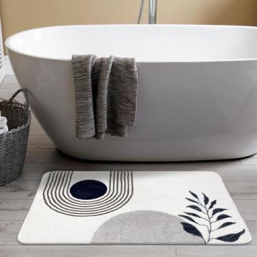 Imagem de Tapete de banho APROPHIC 50x80cm Boho Faux Cashmere branco/preto