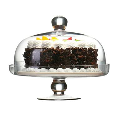 Imagem de WYUYIWH Suporte de bolo de vidro para sobremesa com tampa de cúpula, prato de servir redondo transparente e prato de bolo transparente bandeja de vegetais para cupcake de 30 cm para sobremesas e molho
